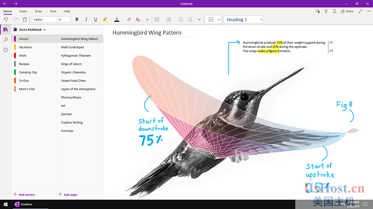 OneNote for Windows 10 的屏幕截圖